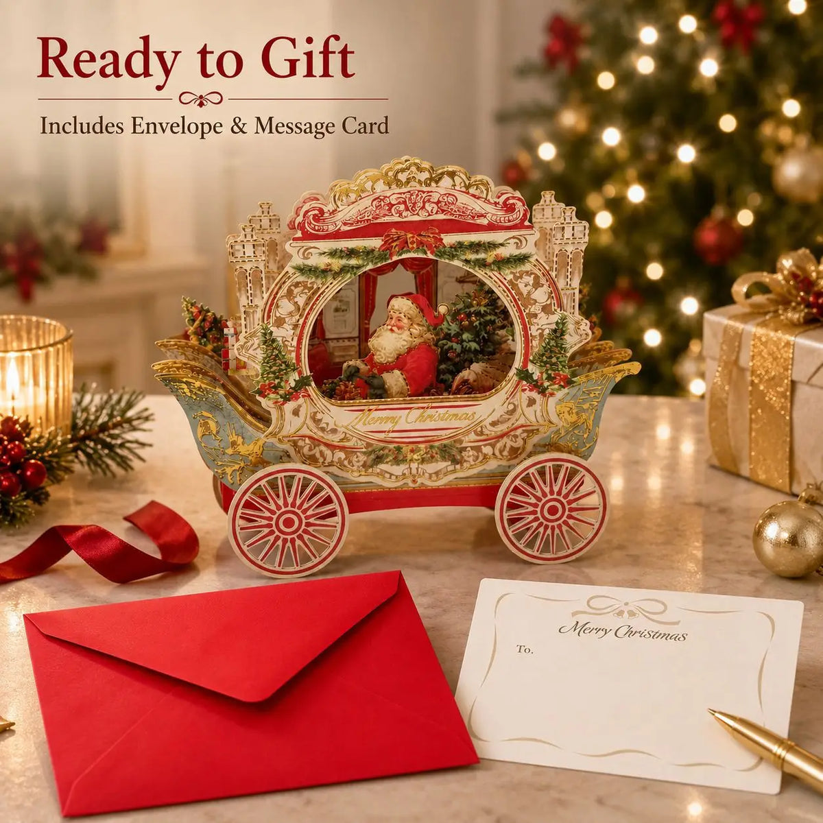 Santa Carriage Christmas Card PC008