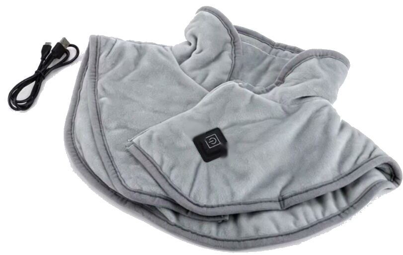 GoFastBuy heated shoulder wrap in stone grey with USB cable